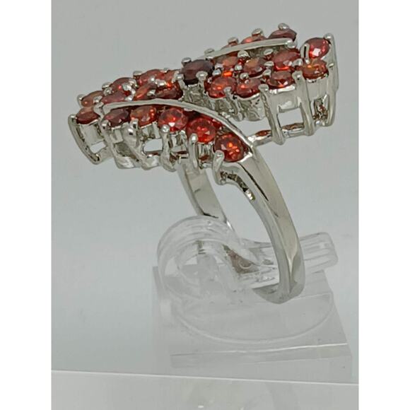 3.8CT Vintage Gold Plated Orange Sim Diamond CZ Cocktail Statement Ring Size 7 - Picture 4 of 10